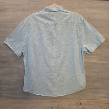 Denim & Flower Ricky Singh Light Blue Heathered Button Down Shirt Size XL Good Condition