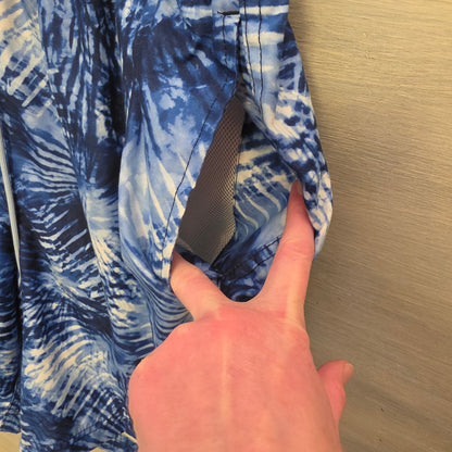 Land's End Men's Blue Tie Dye Print Swim Trunks Size XXL(44-46) Good Condition