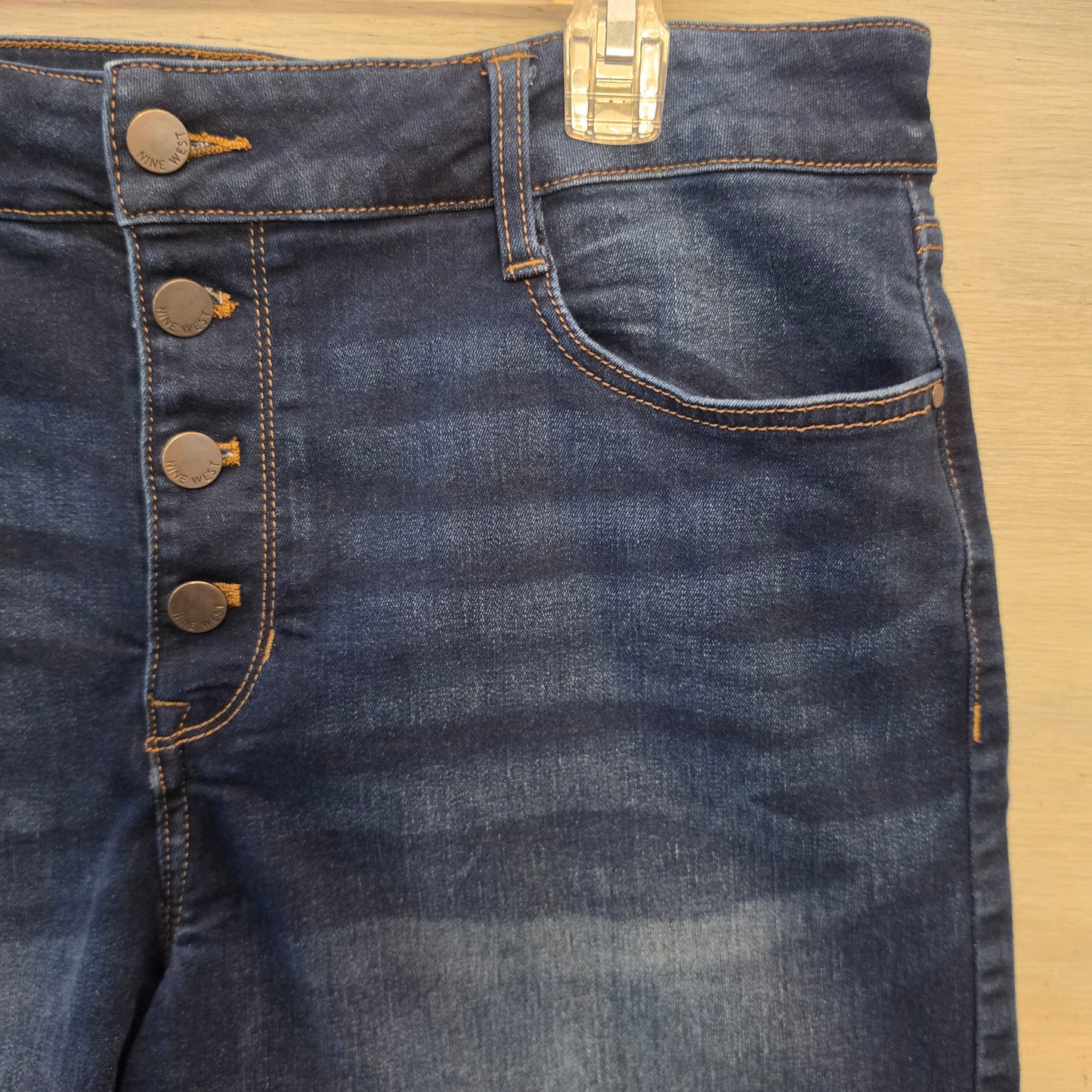 Nine West Dark Wash High Waist Button Down Denim Shorts Size 14 Good Condition