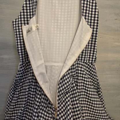 Eliza J Black White Buffalo Check Sleeveless Retro Style Midi Dress Size 10 Good Conditon