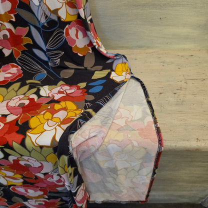 Spense Colorful Floral Print Scoop Neck Slit Side Maxi Dress Size Large Good Condition