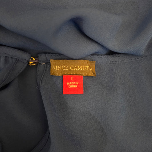 Vince Camuto Royal Blue Oversize Flutter Sleeve Side Knot Hem Blouse Size Large Good Condition