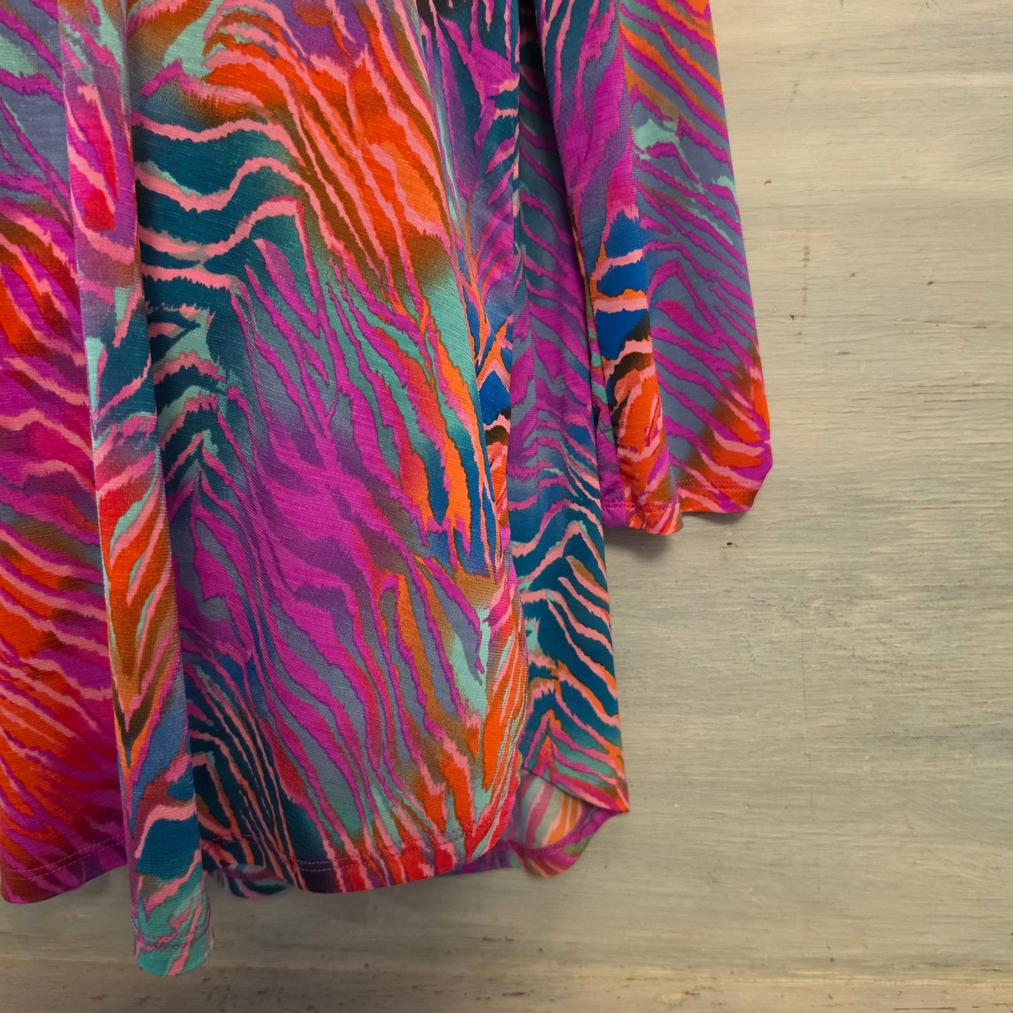 Dear Scarlett Multicolor Abstract Zebra Print Tunic Blouse Size Large Good Condition