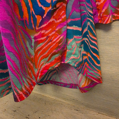 Dear Scarlett Multicolor Abstract Zebra Print Tunic Blouse Size Large Good Condition