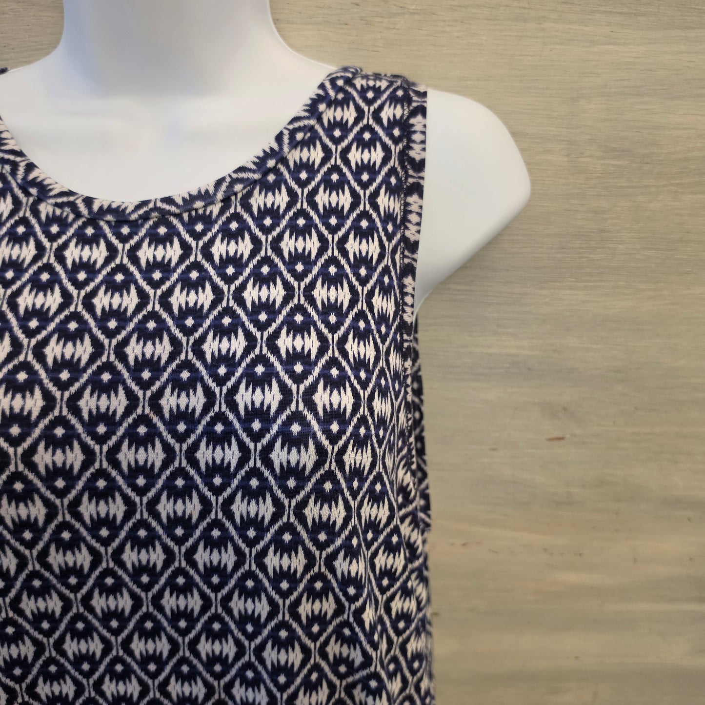 Loft Abstract Geometric Print Scoop Neck Sleeveless Hi/Low Mini Dress Size Medium Good Condition