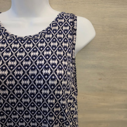 Loft Abstract Geometric Print Scoop Neck Sleeveless Hi/Low Mini Dress Size Medium Good Condition