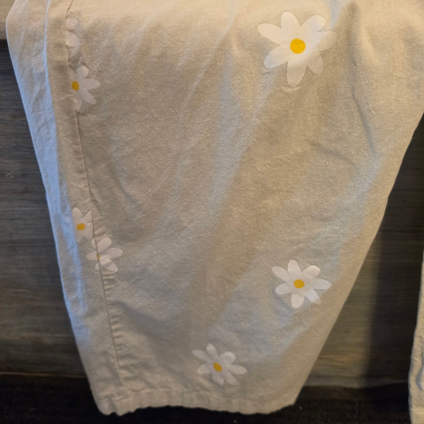 Beige Cotton & Linen Daisy Print Sleeveless Round Neck Jumpsuit Size 2XL Good Condition