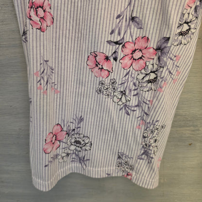 Vintage Laura Ashley 60% Cotton Floral Striped Pajama Sleepwear Set Size Medium Good Condition