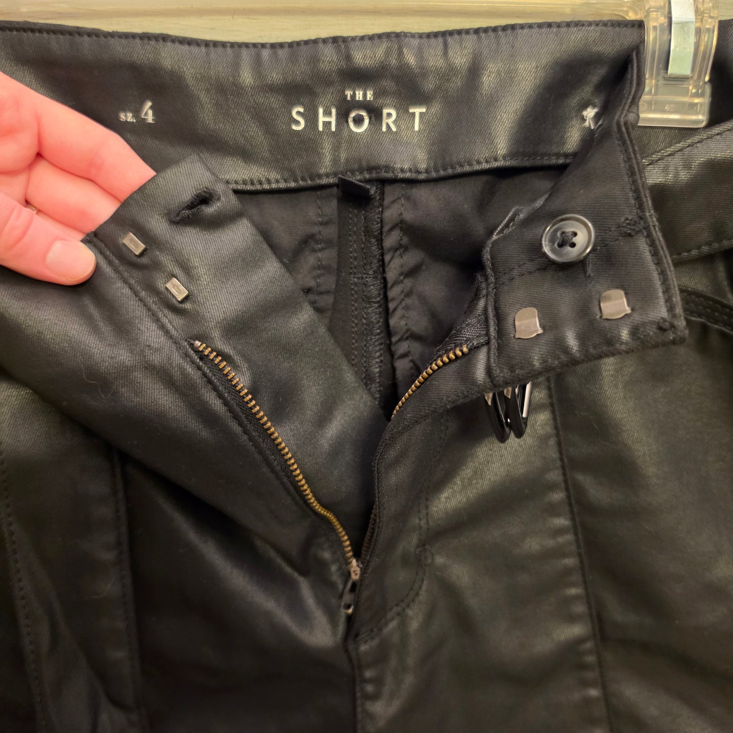 White House Black Market Black Faux Leather High Waist Shorts Size 4 Good Condition
