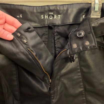 White House Black Market Black Faux Leather High Waist Shorts Size 4 Good Condition