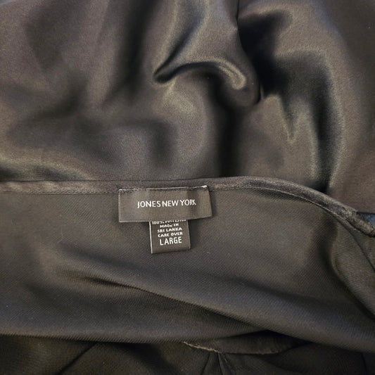 Jones New York Black Satiny Vneck Sleeveless Aline Mini Cocktail Dress Size Large Good Condition