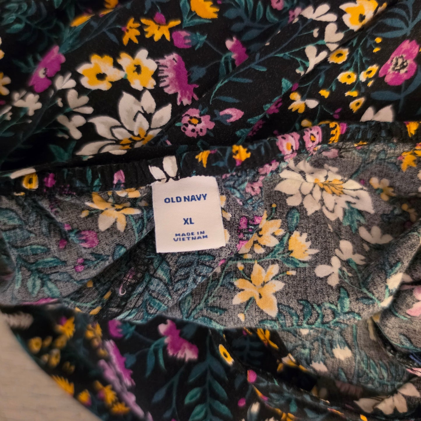 Old Navy Black Multicolor Floral Print Sleeveless Full Length Maxi Dress Size XL Good Condition