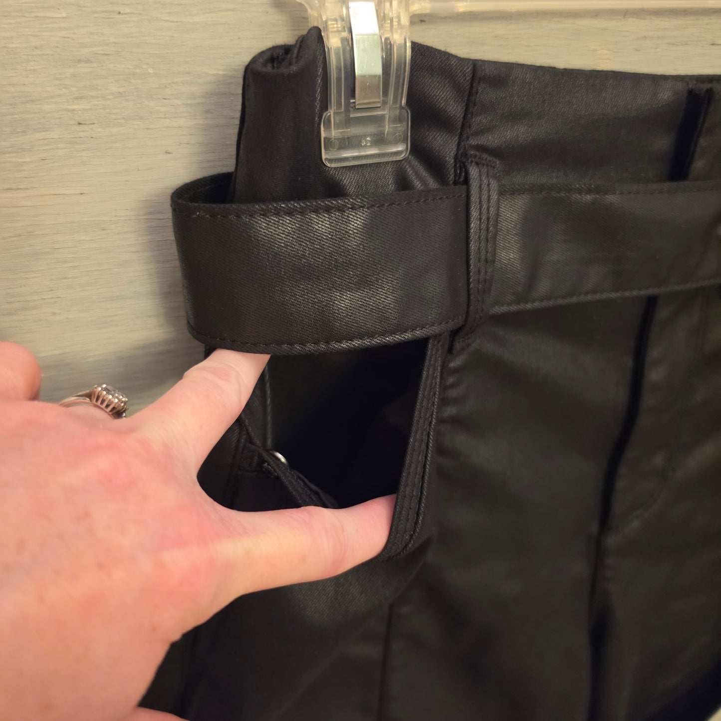 White House Black Market Black Faux Leather High Waist Shorts Size 4 Good Condition